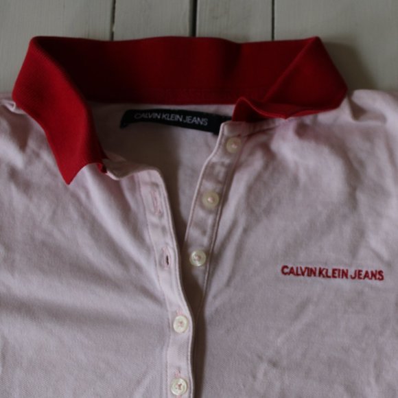 Cropped Calvin Klein Pink and Red Polo Shirt - Picture 4 of 7